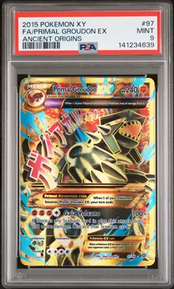 2015 POKEMON XY ANCIENT ORIGINS #97 FULL ART/PRIMAL GROUDON EX PSA 9 - Image 1