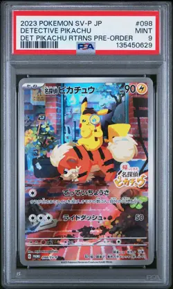2023 POKEMON JPN SV-P PROMO #098 DETECTIVE PIKACHU PSA 9 - Image 1