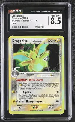 CGC 8.5 Dragonite 2005 EX Delta Species 3/113 Holo Pokemon Card - Image 1