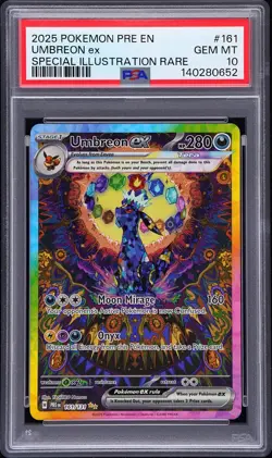2025 POKEMON PRISMATIC EVOLUTIONS ILLUSTRATION RARE #161 UMBREON EX PSA 10 - Image 1