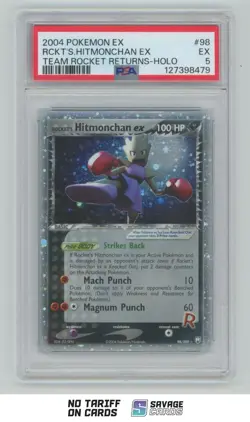 2004 Pokemon EX Team Rocket Returns Holo Rocket’s Hitmonchan ex PSA 5 #98/109 - Image 1