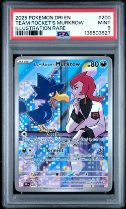 2025 POKEMON DRI EN-DESTINED RIVALS #200 TEAM ROCKET'S MURKROW PSA 9 - Image 1