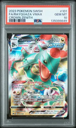 2023 POKEMON SWORD & SHIELD CROWN ZENITH #101 FULL ART/RAYQUAZA VMAX PSA 10 - Image 1