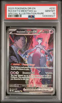 2025 POKEMON DESTINED RIVALS ILLUSTRATION RARE TEAM ROCKET'S MEWTWO EX PSA 10 - Image 1
