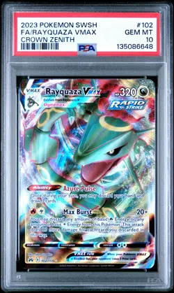 2023 POKEMON SWORD & SHIELD CROWN ZENITH #102 FULL ART/RAYQUAZA VMAX PSA 10 - Image 1