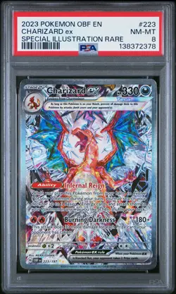 2023 POKEMON OBF EN-OBSIDIAN FLAMES SPECIAL ILLUSTRATION RARE CHARIZARD EX PSA 8 - Image 1