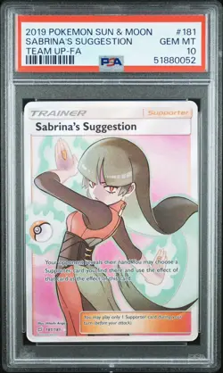 Pokemon Sabrina's Suggestion Team Up Full Art #181/181 PSA 10 Gem Mint - Image 1