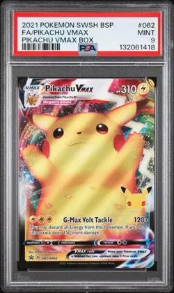 2021 Pokemon Sword & Shield SWSH BSP Full Art Pikachu Vmax Box #062 PSA 9 Mint - Image 1