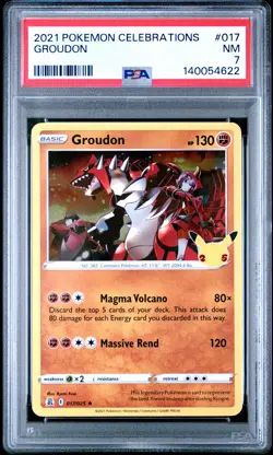 2021 POKEMON CELEBRATIONS #017 GROUDON PSA 7 - Image 1