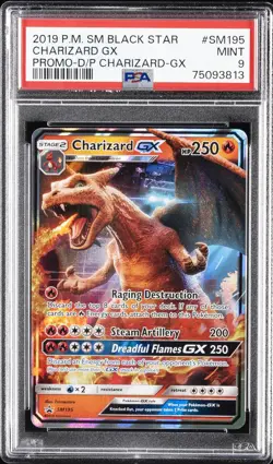 2019 POKEMON SM BLACK STAR PROMO #SM195 CHARIZARD GX PSA 9 - Image 1