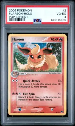 2006 POKEMON POP SERIES 3 #2 FLAREON-HOLO PSA 4 - Image 1