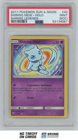 2017 Pokemon S&M Shining Legends Holo Shining Mew PSA9(OC) #40/73 Holo Missprint - Image 1
