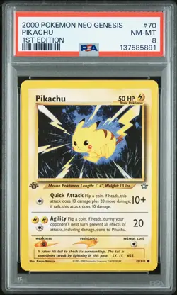 2000 POKEMON NEO GENESIS 1ST EDITION #70 PIKACHU PSA 8 - Image 1
