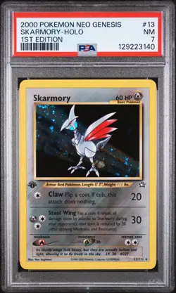 2000 POKEMON NEO GENESIS 1ST EDITION #13 SKARMORY-HOLO PSA 7 - Image 1