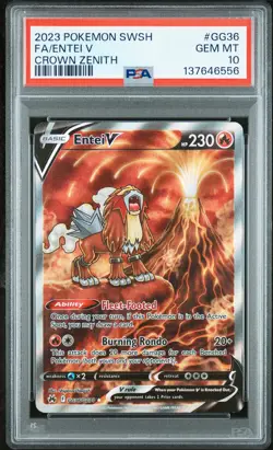 2023 POKEMON SWORD & SHIELD CROWN ZENITH #GG36 FULL ART/ENTEI V PSA 10 - Image 1