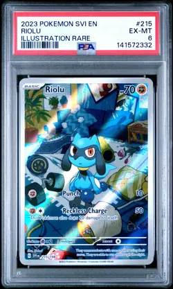 2023 POKEMON SVI EN-SCARLET & VIOLET ILLUSTRATION RARE #215 RIOLU PSA 6 - Image 1