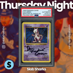 1999 POKEMON #10/102 MEWTWO HOLO SHADOWLESS DAN GREEN PSA AUTHENTIC AUTO 10 - Image 1