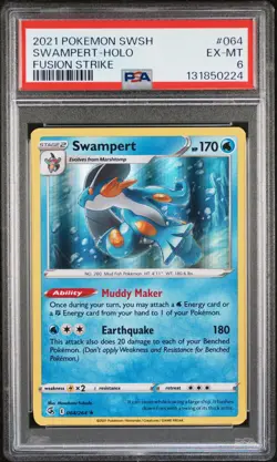 2021 POKEMON SWORD & SHIELD FUSION STRIKE #064 SWAMPERT-HOLO PSA 6 - Image 1