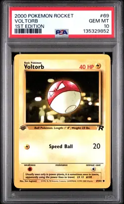 2000 POKEMON ROCKET 1ST EDITION #69 VOLTORB PSA 10 - Image 1