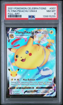 2021 POKEMON CELEBRATIONS #007 FULL ART/FLYING PIKACHU VMAX PSA 8 - Image 1