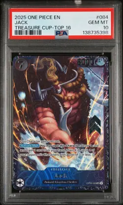 2025 ONE PIECE PROMOS TREASURE CUP-TOP 16 #084 JACK PSA 10 - Image 1