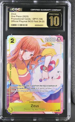 CGC 10 PRISTINE Zeus OP11-106 One Piece Premium Bandai Fest 24-25 Promo - Image 1