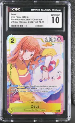 CGC 10 GEM MINT Zeus OP11-106 One Piece Premium Bandai Fest 24-25 Promo - Image 1
