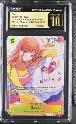 CGC 10 PRISTINE Zeus OP11-106 One Piece Premium Bandai Fest 24-25 Promo - Image 1