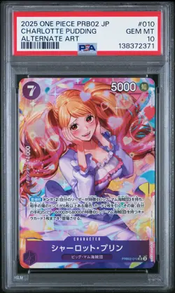 2025 ONE PIECE JAPANESE PRB02 ALTERNATE ART #010 CHARLOTTE PUDDING PSA 10 - Image 1