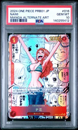 2024 ONE PIECE JAPANESE PRB01-PREMIUM BOOSTER MANGA ALT ART #016 NAMI PSA 10 - Image 1