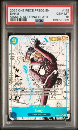 2025 ONE PIECE PRB02-PREMIUM BOOSTER MANGA ALT ART #119 SANJI PSA 10 - Image 1
