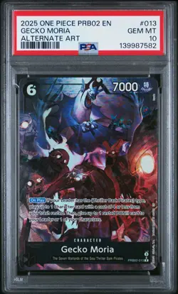 2025 ONE PIECE PREMIUM BOOSTER ALTERNATE ART #013 GECKO MORIA PSA 10 - Image 1