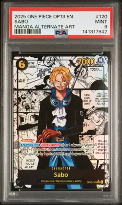 2025 ONE PIECE OP13-CARRYING ON HIS WILL MANGA ALTERNATE ART #120 SABO PSA 9 - Image 1
