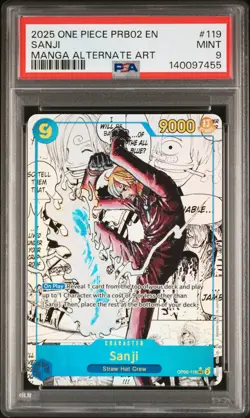2025 ONE PIECE PRB02-PREMIUM BOOSTER MANGA ALT ART #119 SANJI PSA 9 - Image 1