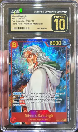 One Piece Eng Silvers Rayleigh OP08-118 Alt Art Secret CGC 10 Black Pristine - Image 1