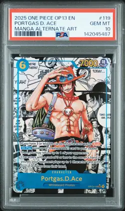 2025 ONE PIECE CARRYING ON HIS WILL MANGA ALT ART PORTGAS D. ACE PSA 10 - Image 1