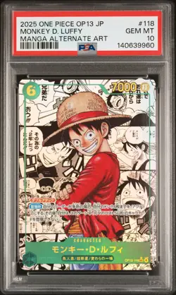 2025 ONE PIECE JPN CARRYING ON HIS WILL MANGA ALT ART MONKEY D. LUFFY PSA 10 - Image 1