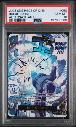 2025 ONE PIECE OP12-LEGACY OF THE MASTER ALTERNATE ART #060 BOEUF BURST PSA 10 - Image 1