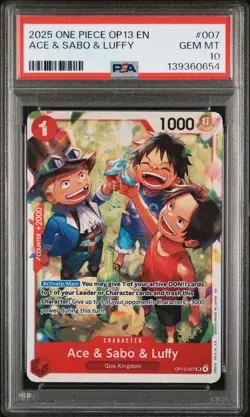 2025 ONE PIECE OP13-CARRYING ON HIS WILL #007 ACE & SABO & LUFFY PSA 10 - Image 1