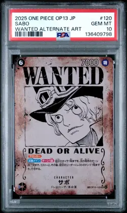 2025 ONE PIECE JPN OP13-CARRYING ON HIS WILL WANTED ALTERNATE ART SABO PSA 10 - Image 1