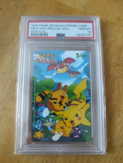 1999 Pokemon JR Kikaku Phone Card Pikachu's Rescue Adventure Vertical PSA 10 - Image 1