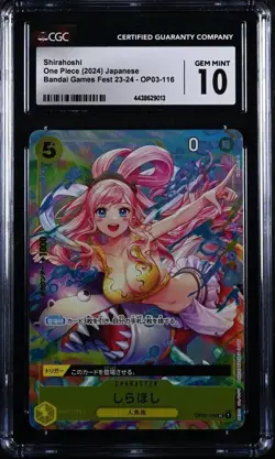 CGC 10 One Piece Karte OP03-116 UC Shirahoshi Japanisch BANDAI CARD GAME FEST - Image 1