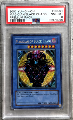 Yugioh Card Magician of Black Chaos SR PSA 8, Premium Pack PP01-EN001, 2007 (1) - Image 1