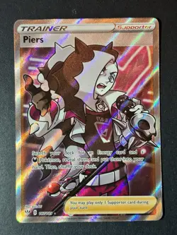 Pokemon TCG Piers Darkness Ablaze Holo Card Full Art Ultra Rare 187/189 - Image 1