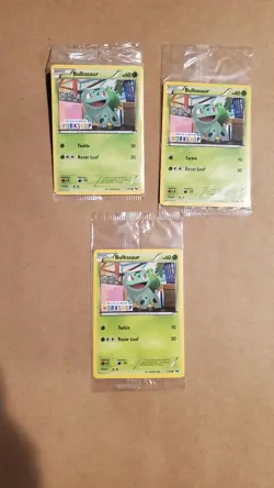 Pokemon Bulbasaur 1/108 Build-A-Bear Workshop Promo Stamp, Sealed (3 Cards) - Image 1