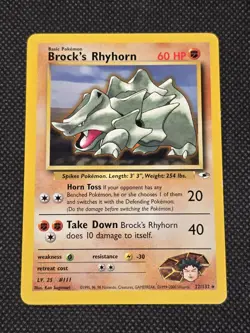 Pokemon Cards - Gym Heroes - Brock’s Rhyhorn 22/132 - NM - Image 1