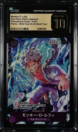 CGC 10 Luffy P-041 PROMO BANDAI CARD GAME Fest World Tour One Piece - Image 1