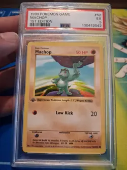 1999 Pokemon Base Set Machop 1st Edition Shadowless Card 52/102 Psa 5 - Image 1