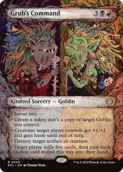 NM Borderless Grub's Command, MTG, Lorwyn Eclipsed, Magic the Gathering, 228 - Image 1