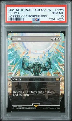 2025 MTG FINAL FANTASY WOODBLOCK BORDERLESS #0328 ULTIMA PSA 10 - Image 1